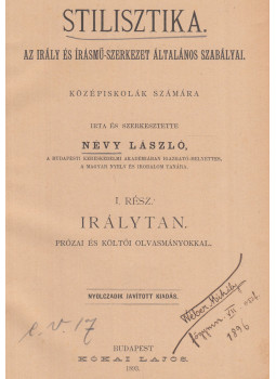 Névy László - Stilisztika I-II., Budapest 1893 antikvár könyv