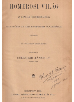 Csengeri János - Homerosi világ, Budapest 1903 antikvár könyv
