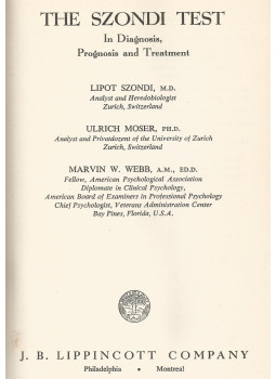 Szondi Lipót, Ulrich Moser, Marvin W. Webb - The Szondi Test, Montreal 1959 antikvár könyv