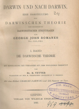 Romanes, G. J. - Darwin und nach Darwin I., Leipzig 1892 antikvár könyv