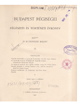 Kuzsinszky Bálint - Budapest régiségei IX., Budapest 1906 antikvár könyv