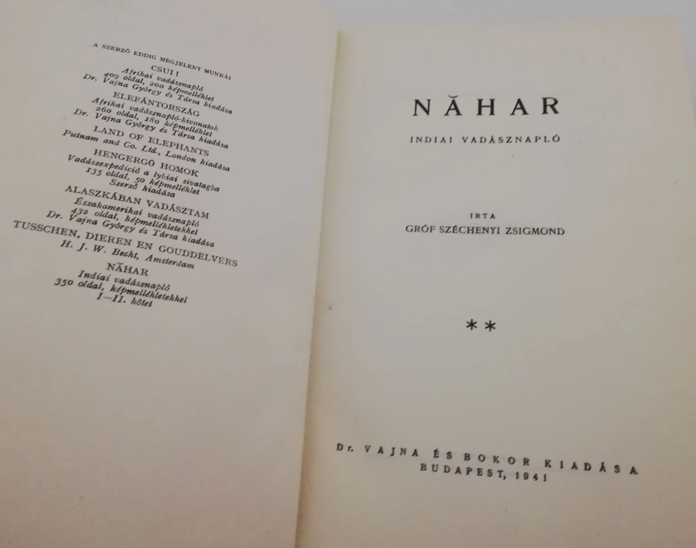 Gróf Széchenyi Zsigmond - Nahar I-II. előnézeti kép