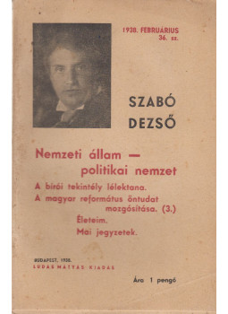Szabó Dezső - Nemzeti állam - politikai nemzet (dedikált), Budapest 1938 antikvár könyv