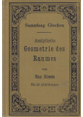 Simon, Max - Analytische Geometrie des Raumes
