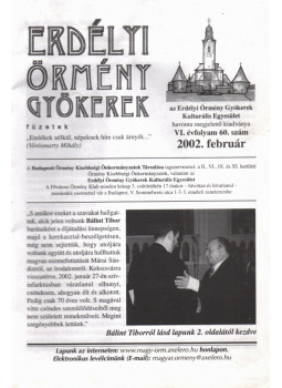 Dávid Csaba - Erdélyi Örmény Gyökerek - füzetek (VI. évfolyam 60. szám 2002. február), Budapest 2002 antikvár könyv