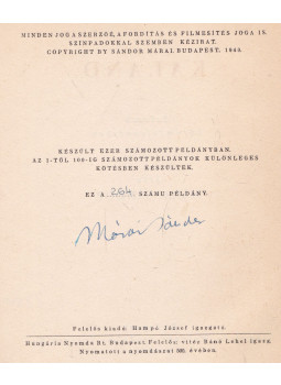 Márai Sándor - Kaland (aláírt, számozott)