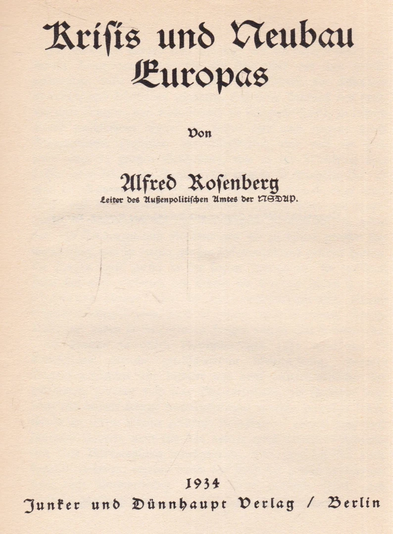 Alfred Rosenberg - Krisis und Neubau Europas előnézeti kép