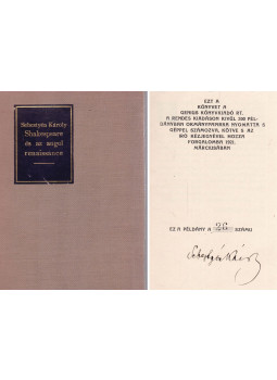 Sebestyén Károly - Shakespeare és az angol renaissance (aláírt) Sebestyén Károly - Shakespeare és az angol renaissance (aláírt), Budapest 1921 antikvár könyv