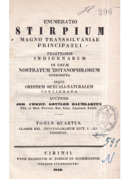 Johann Christian Gottlob Baumgarten - Enumeratio stirpium Magno Transsilvaniae principatui IV.