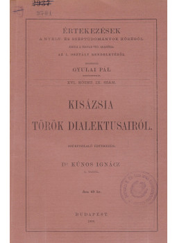 Kúnos Ignácz - Kisázsia török dialektusairól Kúnos Ignácz - Kisázsia török dialektusairól, Budapest 1896 antikvár könyv