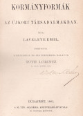Laveleye, Émile - Kormányformák az újkori társadalmakban