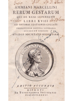 Marcellinus, Ammianus - Rerum gestarum qui de XXXI supersunt libri XVIII Marcellinus, Ammianus - Rerum gestarum qui de XXXI supersunt libri XVIII, Zweibrücken 1786 antikvár könyv