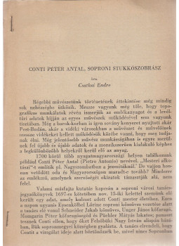 Csatkai Endre - Conti Péter Antal, soproni stukkószobrász Csatkai Endre - Conti Péter Antal, soproni stukkószobrász, null 0 antikvár könyv