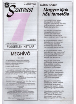 Szenes János - Szarvasi 7 Független hetilap 2003. IX. évfolyam 1., 3-52. szám Szenes János - Szarvasi 7 Független hetilap 2003. IX. évfolyam 1., 3-52. szám, Szarvas 2003 antikvár könyv
