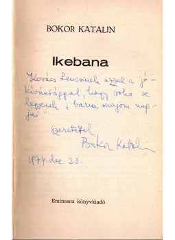 Bokor Katalin - Ikebaban (dedikált) Bokor Katalin - Ikebaban (dedikált), null 1972 antikvár könyv