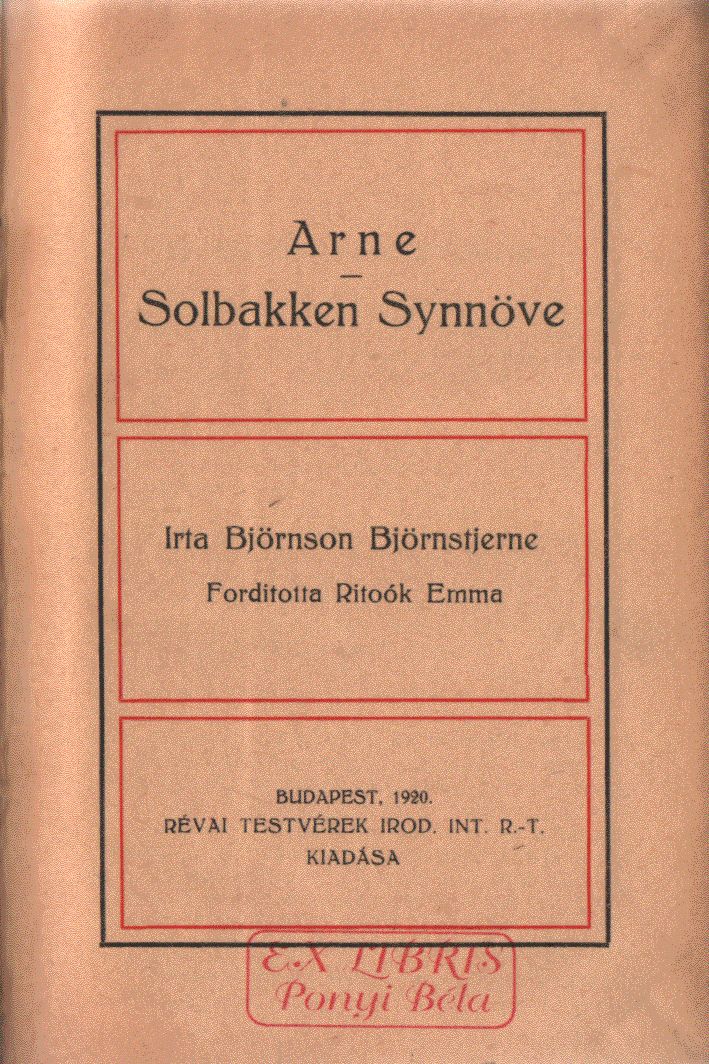 Bjönson Björnstjerne - Arne / Solbakken Synnöve
