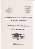 Lehoczky László,Kalmár László - 3rd International Conference  of PDH Students: Economics