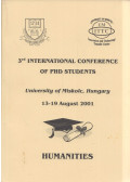Lehoczky László,Kalmár László - 3rd International Conference  of PDH Students: Humanities