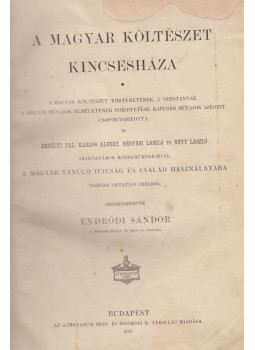 Endrődi Sándor - A Magyar Költészet Kincsesháza Endrődi Sándor - A Magyar Költészet Kincsesháza, Budapest 1895 antikvár könyv