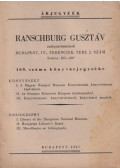Ranschburg Gusztáv - Ranschburg Gusztáv Antiquariumának 169. számu könyvtárjegyzéke