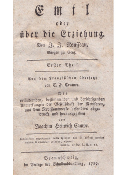 Jean-Jacques Rousseau - Emil I. Jean-Jacques Rousseau - Emil I., Braunschweig 1789 antikvár könyv
