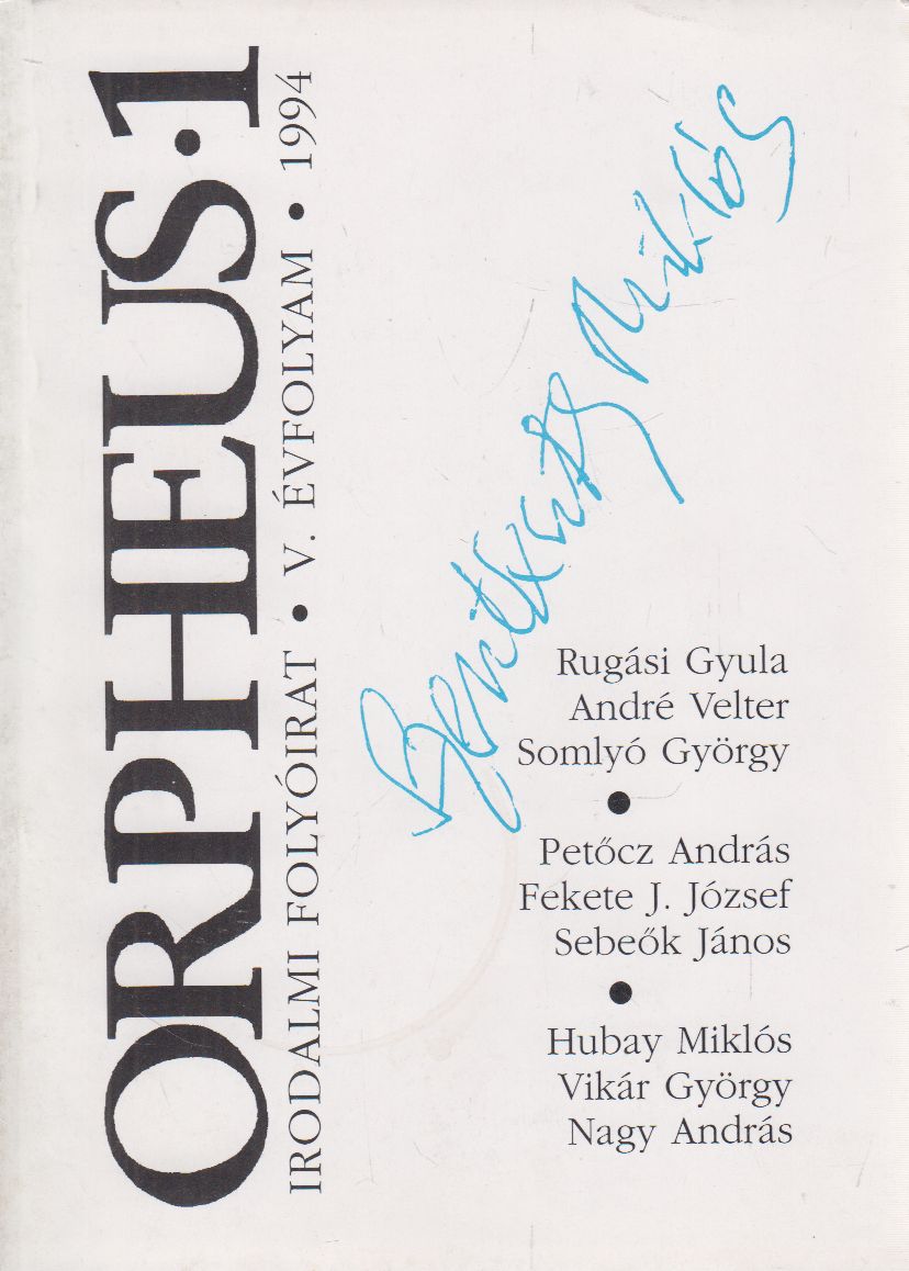 Zimonyi Zoltán - Orpheus 1994/1 Zimonyi Zoltán - Orpheus 1994/1, Miskolc 0 antikvár könyv
