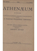 Dékány István - Athenaeum 1930. XVI. kötet 3-6. füzet