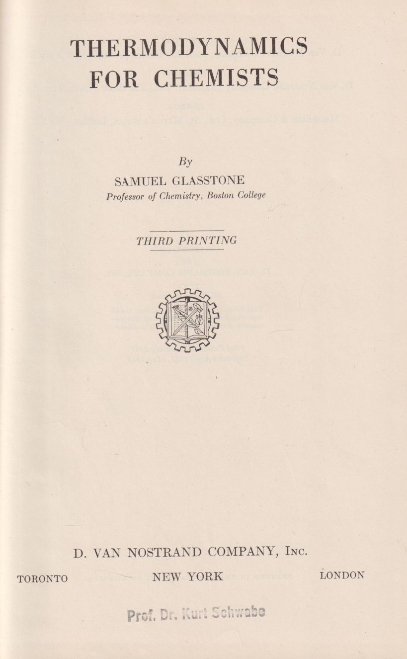Samuel Glasstone - Thermodynamics for Chemists