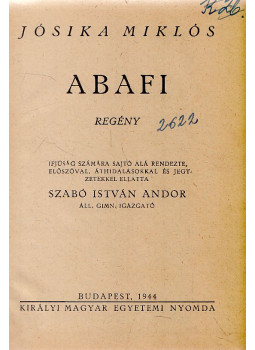 Jósika Miklós - Abafi Jósika Miklós - Abafi, Budapest 1944 antikvár könyv