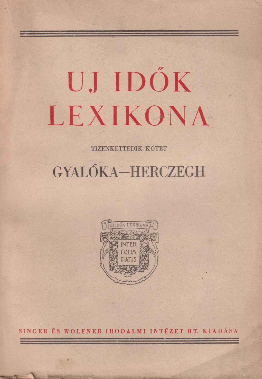Herczeg Ferenc - Uj idők lexikona XII. kötet