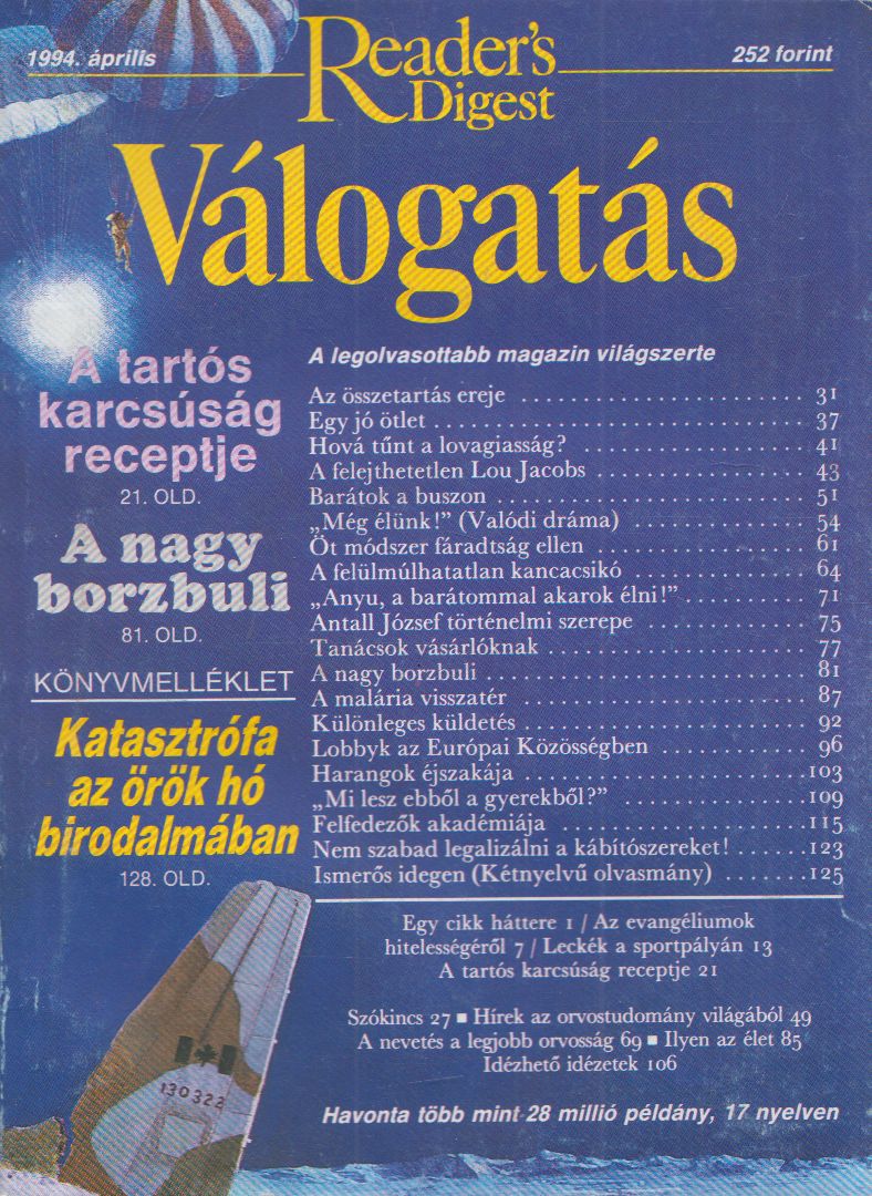 Keresztes Péter - Reader's Digest Válogatás 1994. április Keresztes Péter - Reader's Digest Válogatás 1994. április, Budapest 1994 antikvár könyv