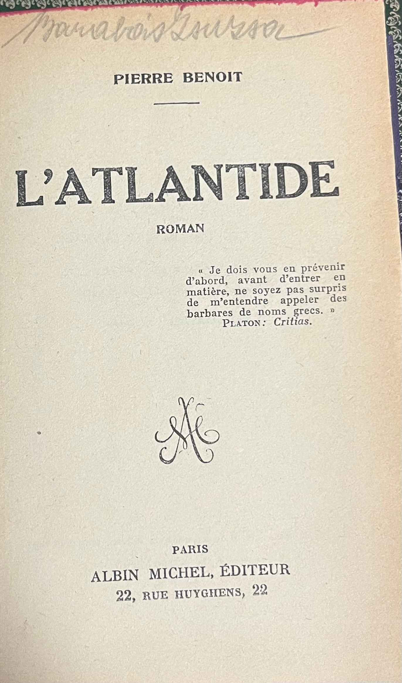 Benoit, Pierre - L'Atlantide Benoit, Pierre - L'Atlantide, null 1918 antikvár könyv