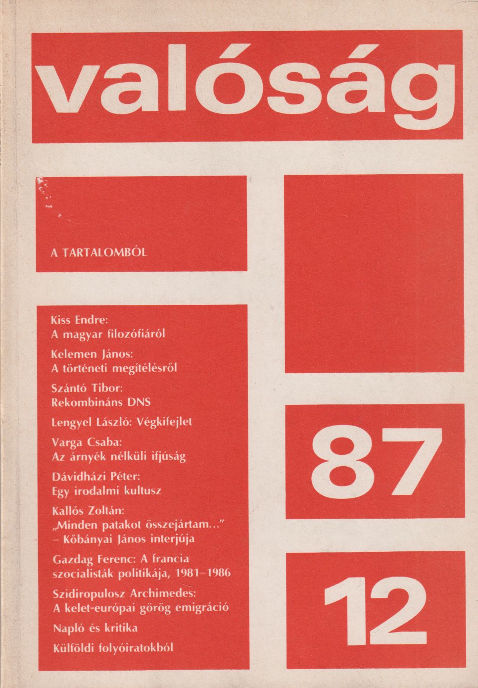 Kőrösi József - Valóság 1987/12.