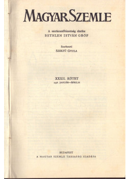 Szekfű Gyula - Magyar Szemle 1938. XXXII. kötet 1938. január-április Szekfű Gyula - Magyar Szemle 1938. XXXII. kötet 1938. január-április, Budapest 1938 antikvár könyv