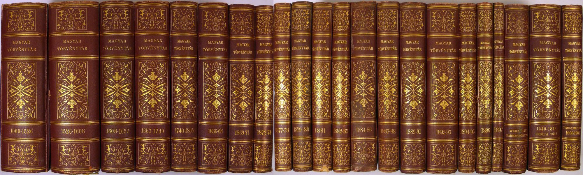 Márkus Dezső - Magyar törvénytár - Corpus Juris Hungarici 1000-1898. (22 db. kötet, 2 hiány)