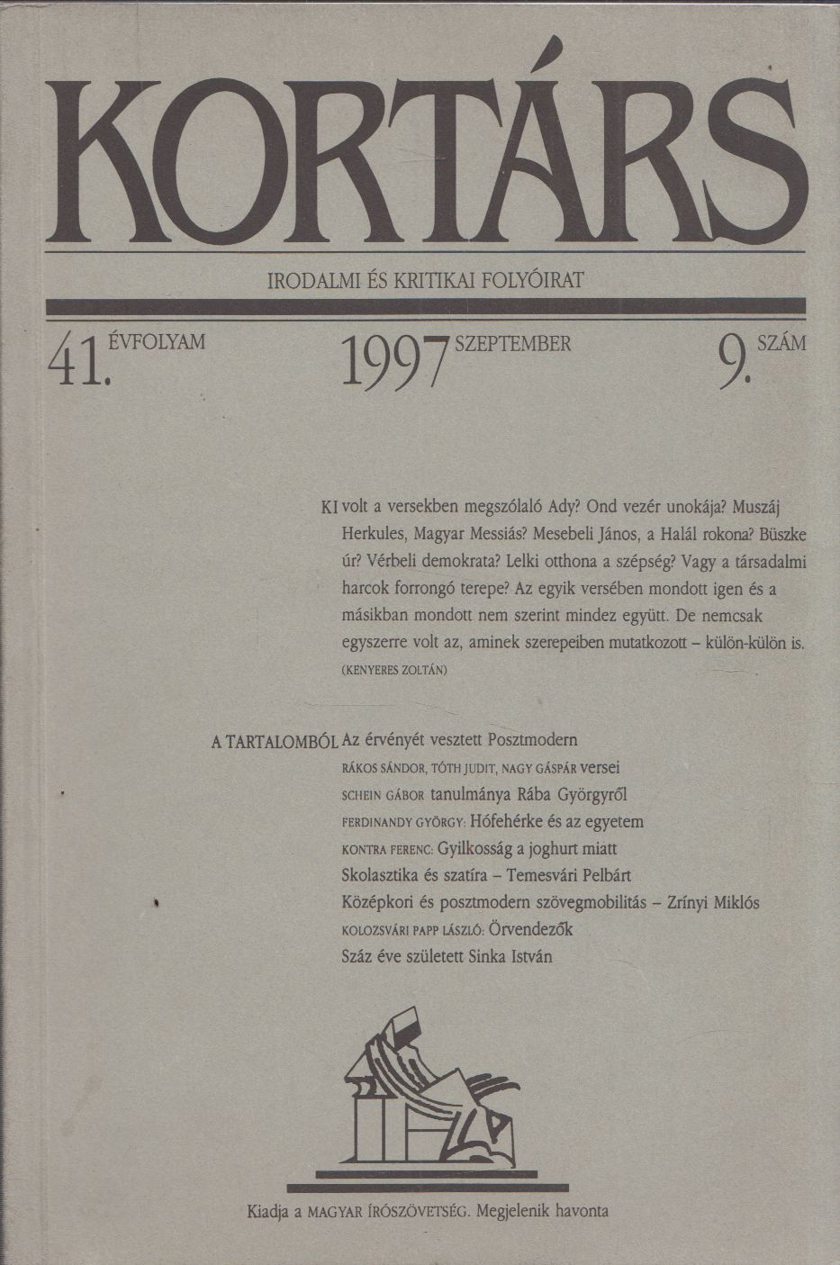 Kis Pintér Imre - Kortárs 1997 szeptember Kis Pintér Imre - Kortárs 1997 szeptember, Budapest 1997 antikvár könyv