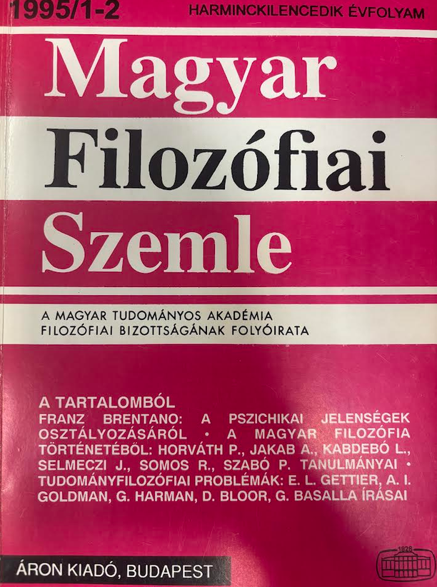  - Magyar Filozófiai Szemle 1995/1-2 (39. évfolyam), null 1995 antikvár könyv