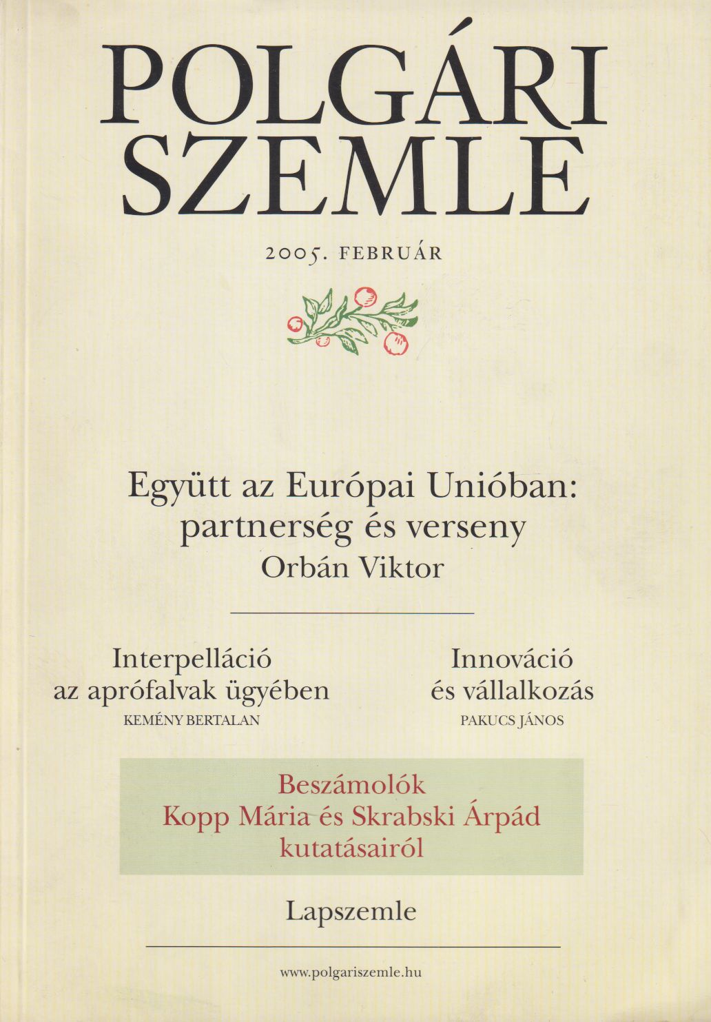 dr. Botos Balázs (főszerk.) - Polgári Szemle 2005/2.