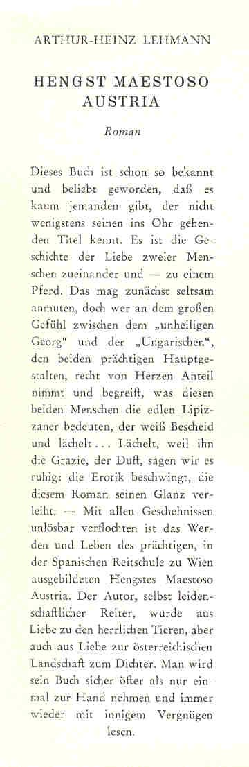 LEHMANN, ARTHUR-HEINZ - Hengst Maestoso Austria