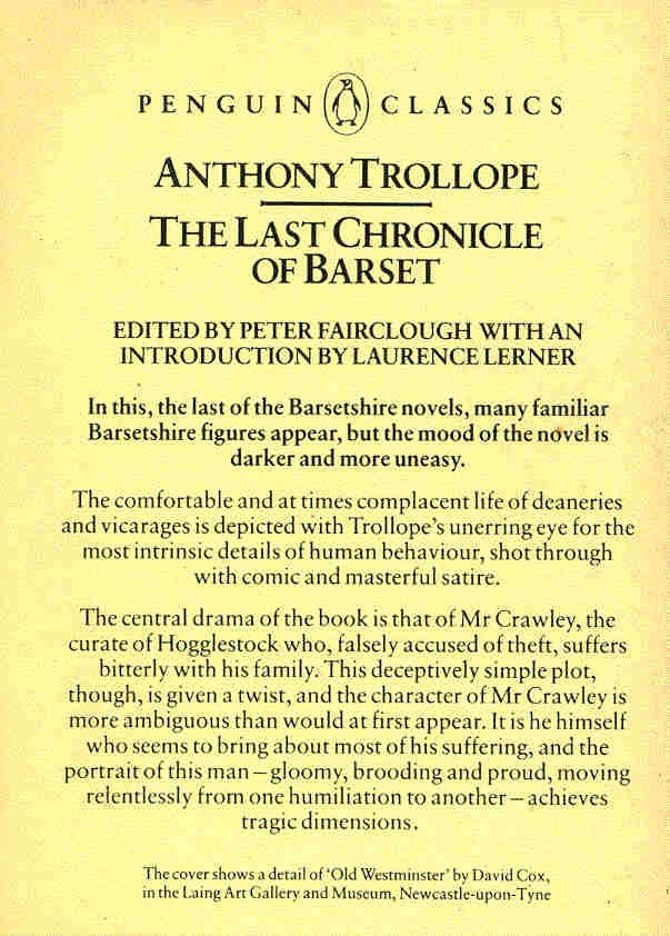 TROLLOPE. ANTHONY - The Last Chronicle of Barset
