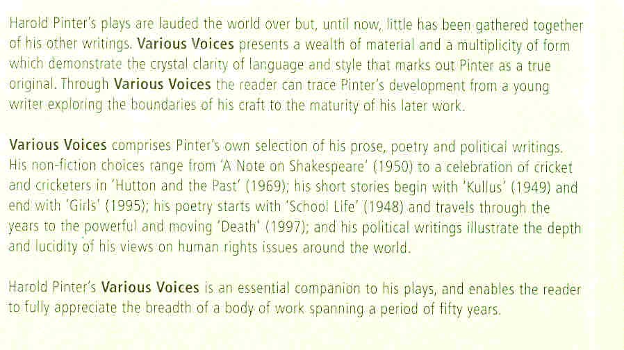 Pinter, Harold - Various Voices