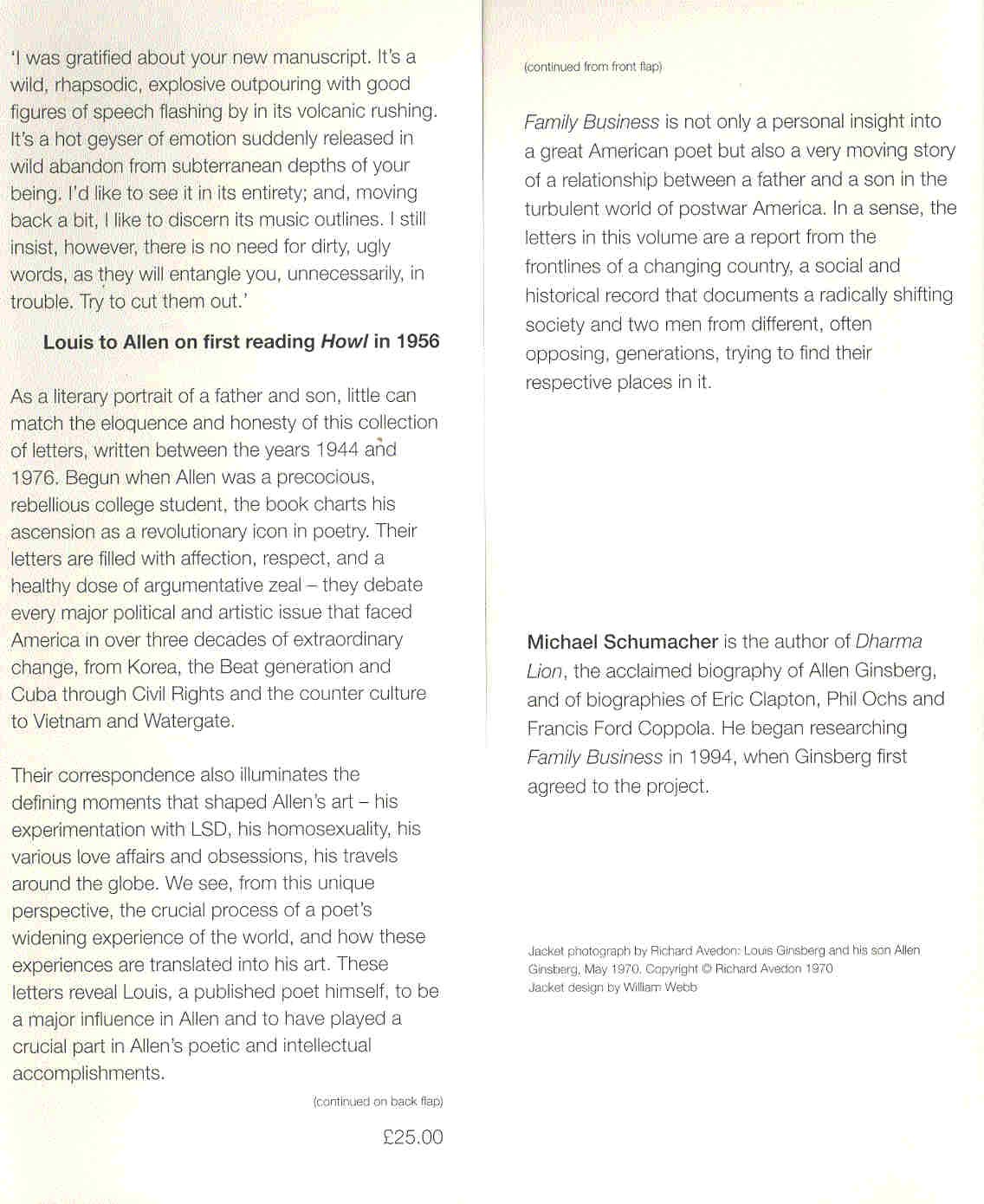 GINSBERG, ALLEN,GINSBERG, LOUIS - Family Business - Selected Letters Between a Father and Son