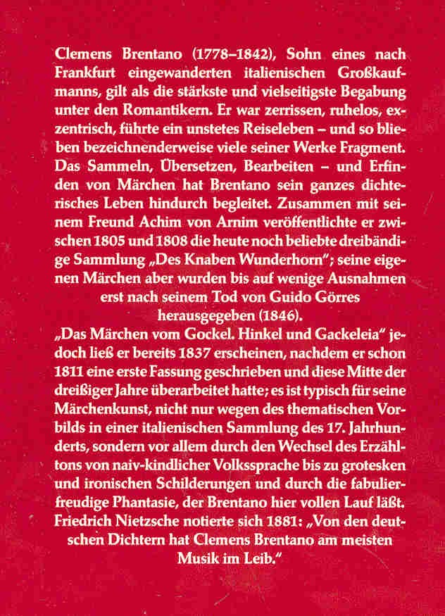 BRENTANO, CLEMENS - Das Märchen vom Gockel Hinkel und Gackeleia