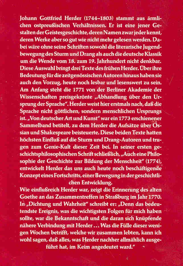 Herder, Johann Gottfried - Von deutscher Art und Kunst und andere Schriften
