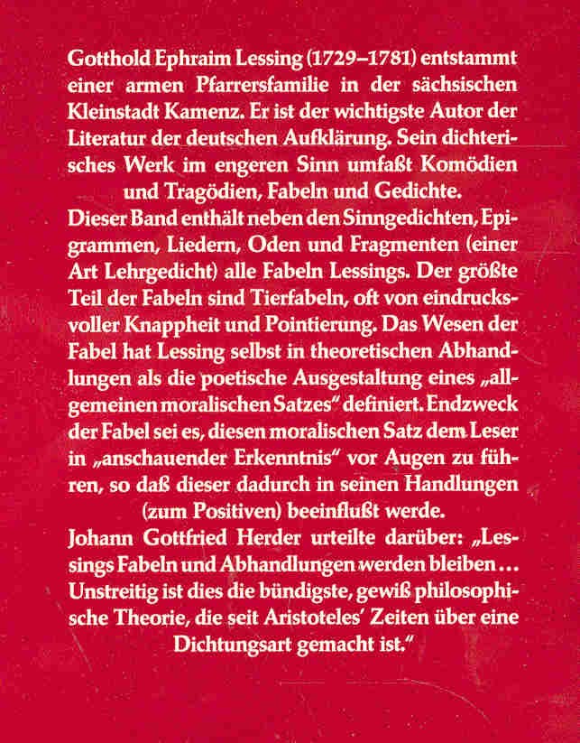 Lessing, Gotthold Ephraim - Sämtliche Gedichte und Fabeln