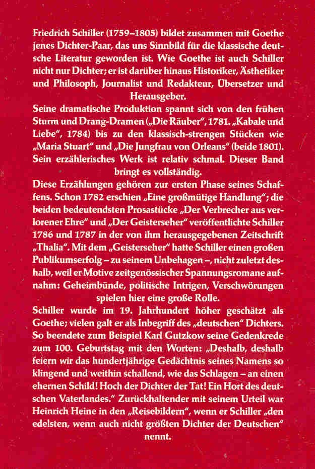 Schiller, Friedrich - Erzählungen