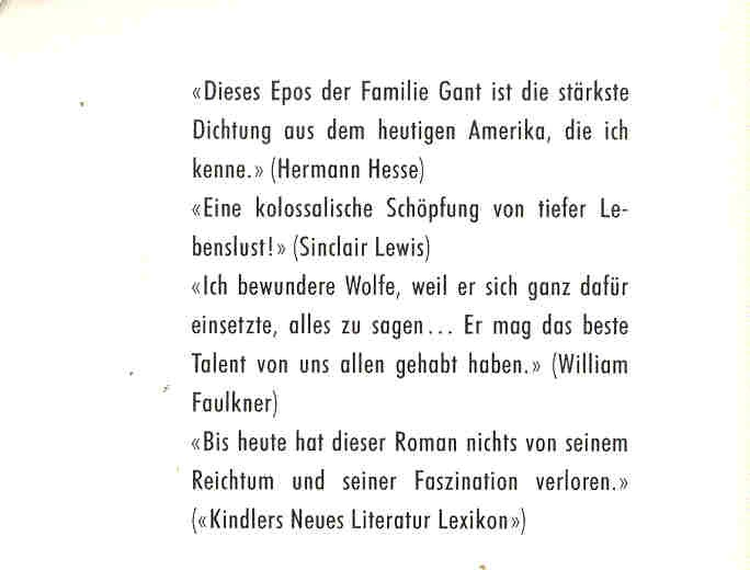 Wolfe, Thomas - Schau heimwärts, Engel!