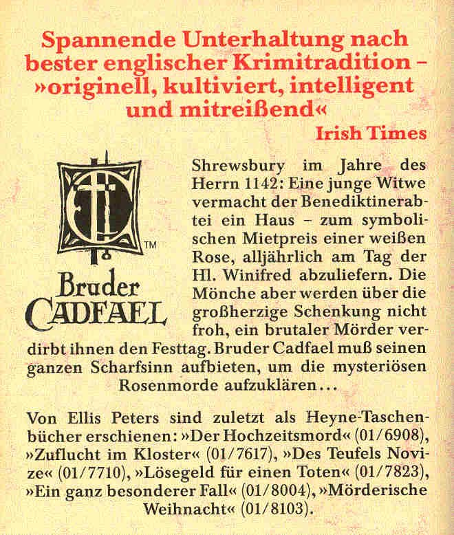 Peters, Ellis - Der Rosenmord (Eredeti cím: The Rose Rent)
