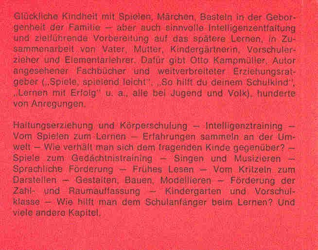 KAMPMÜLLER, OTTO - Vorschulzeit und Schulanfang