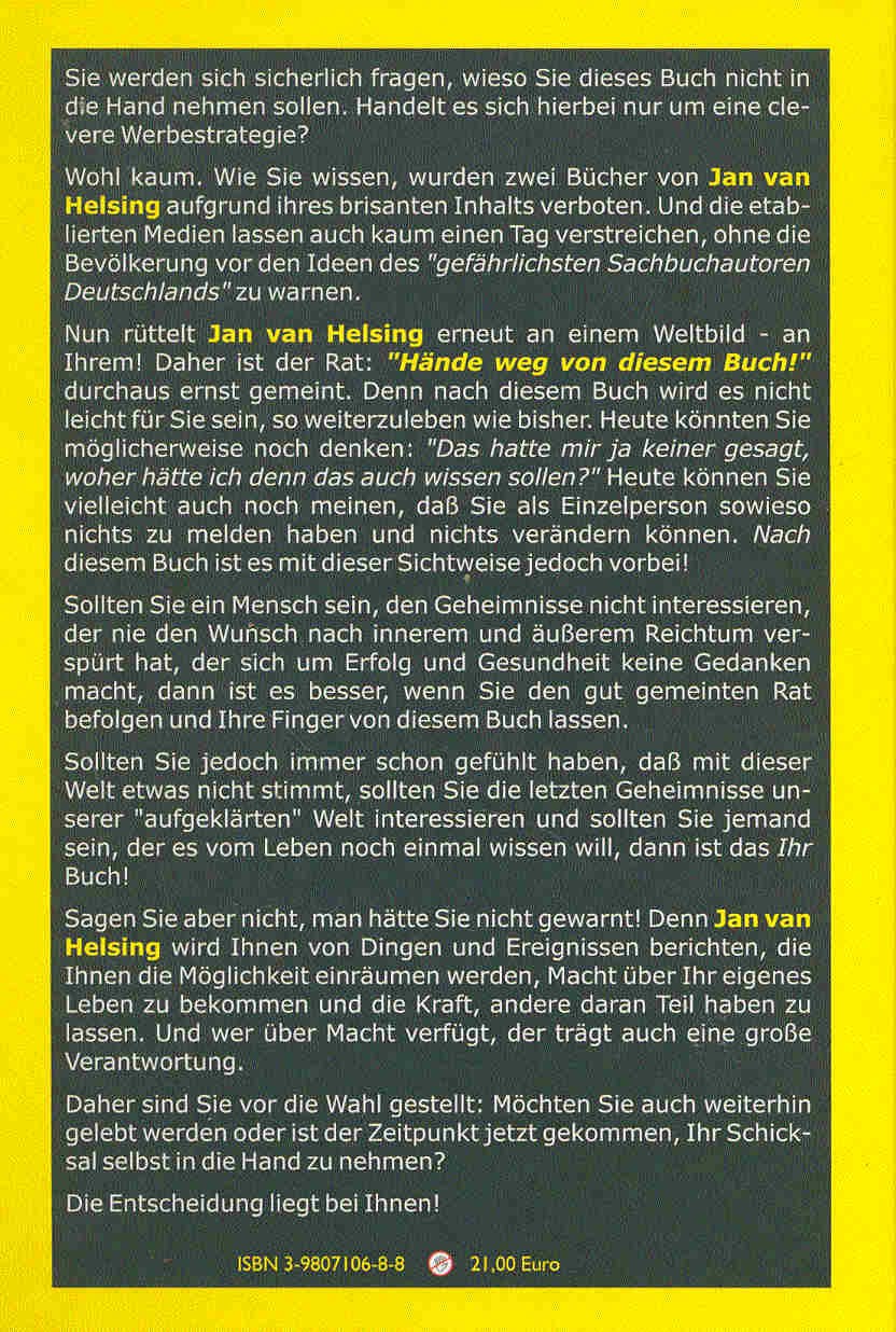HELSING, JAN VAN - Hände weg von diesem Buch!